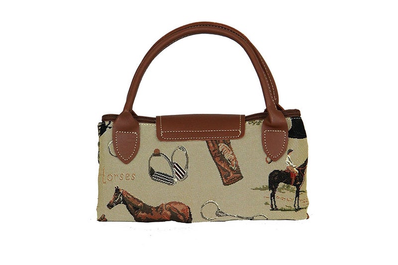 Signare Tapestry Foldable Tote Bag Reusable Shopping Bag Grocery Bag With Horse Design (FDAW-HOR) - Image 4